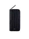 Unisex Crocodile Embossed Long Wallet Black - LMN3011 - BALAAN 1