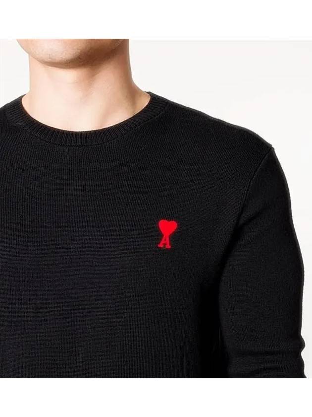 de Coeur Embroidery Crewneck Knit Top Black - AMI - BALAAN 5