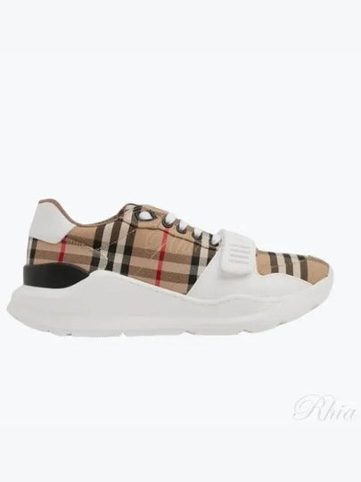 Vintage Check And Leather Sneakers White Archive Beige - BURBERRY - BALAAN 2