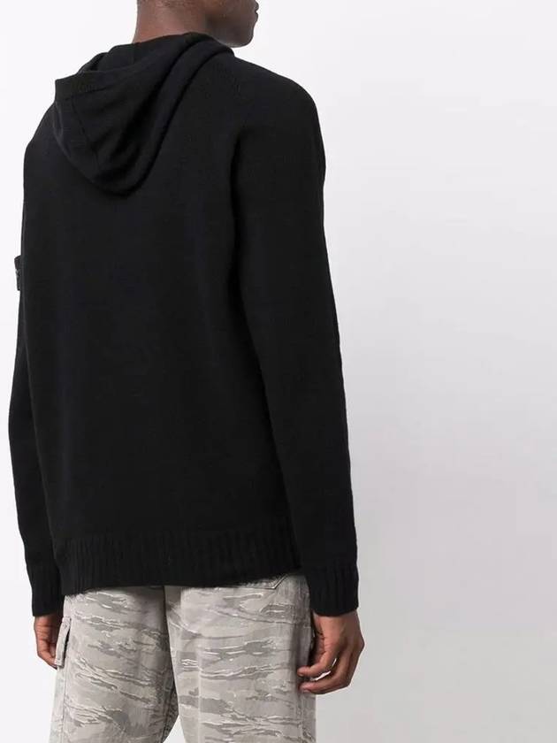 Wappen Patch Hooded Knit Top Black - STONE ISLAND - BALAAN 4