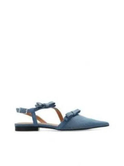 Denim Multi Bow Pointy Cut Out Ballerina Blue - GANNI - BALAAN 2