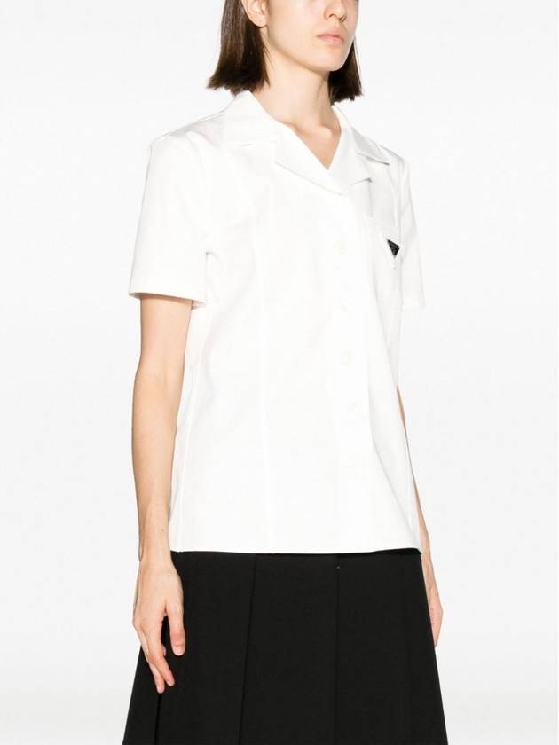 Triangular logo cotton short sleeve shirt - PRADA - BALAAN 2