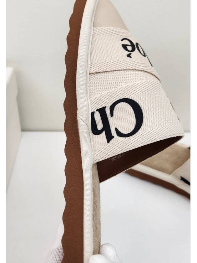 Woody Logo Strap Canvas Slippers White - CHLOE - BALAAN 5