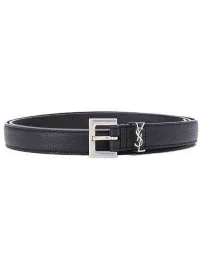 Men's Monogram Grain Belt Black - SAINT LAURENT - BALAAN 2