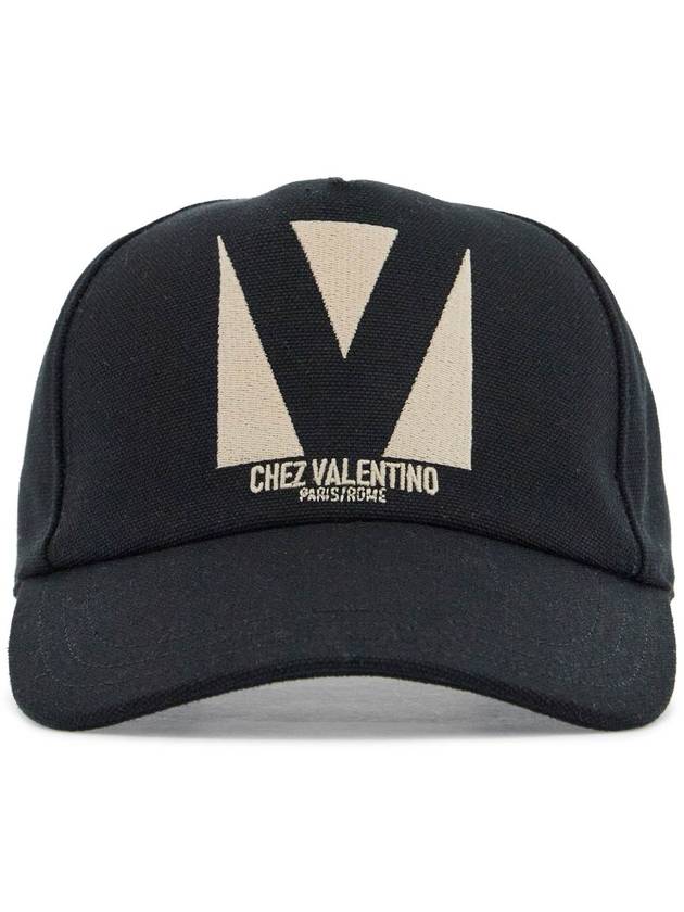 black baseball cap with butter logo in adjustable cotton - VALENTINO - BALAAN 1