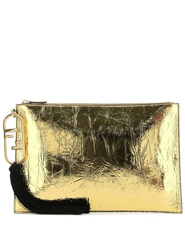 leather clutch bag gold - FENDI - BALAAN 2