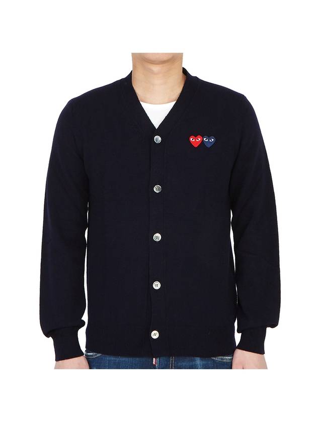 Double Heart V-neck Cardigan Black - COMME DES GARCONS - BALAAN 2