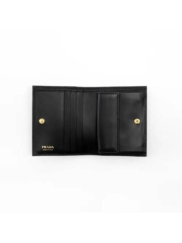 Logo Saffiano Half Wallet Black - PRADA - BALAAN 5