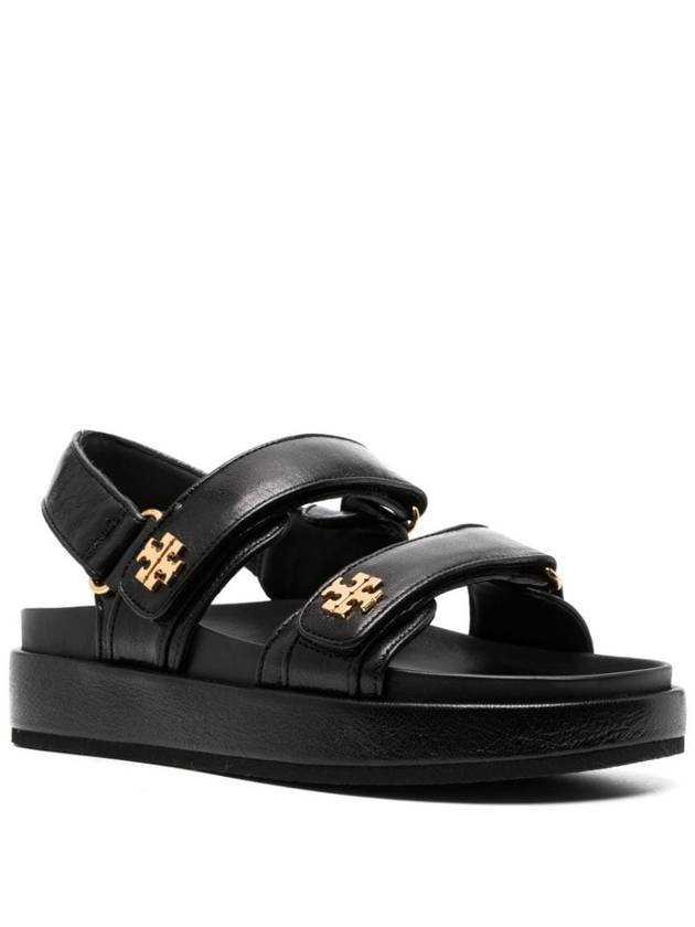 Kira Sports Logo Leather Sandals Black - TORY BURCH - BALAAN 4