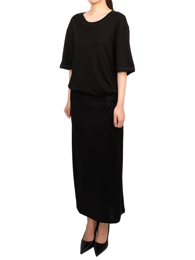 Belted Rib T-shirt Long Dress Black - LEMAIRE - BALAAN 3