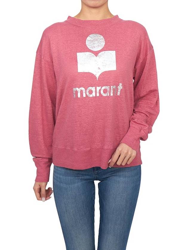 Klowia Logo Print Linen Sweatshirt Pink - ISABEL MARANT ETOILE - BALAAN 5