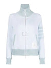 Women's 4-Bar Funnel-Neck Zip-Up Jacket Blue - THOM BROWNE - BALAAN 2