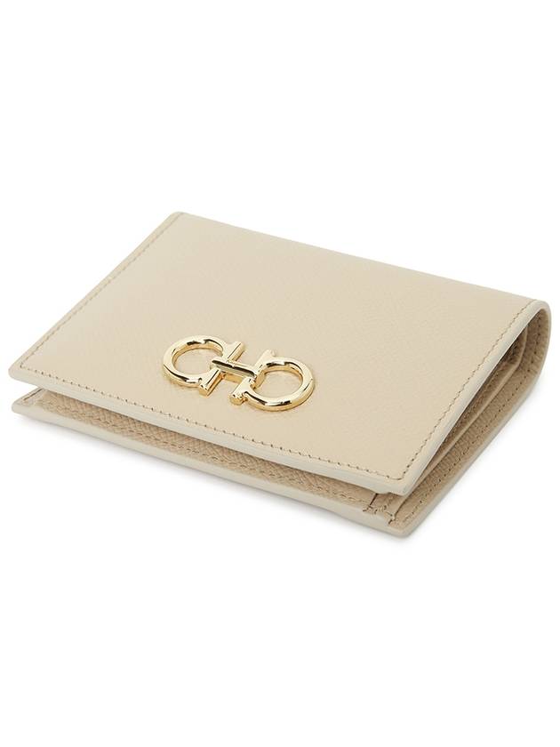 Gancini Compact Half Wallet Beige - SALVATORE FERRAGAMO - BALAAN 4