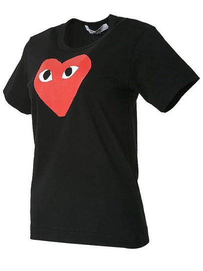 Women's Heart Short Sleeve T-Shirt AZ P1T111 051 BLACK - COMME DES GARCONS - BALAAN 2