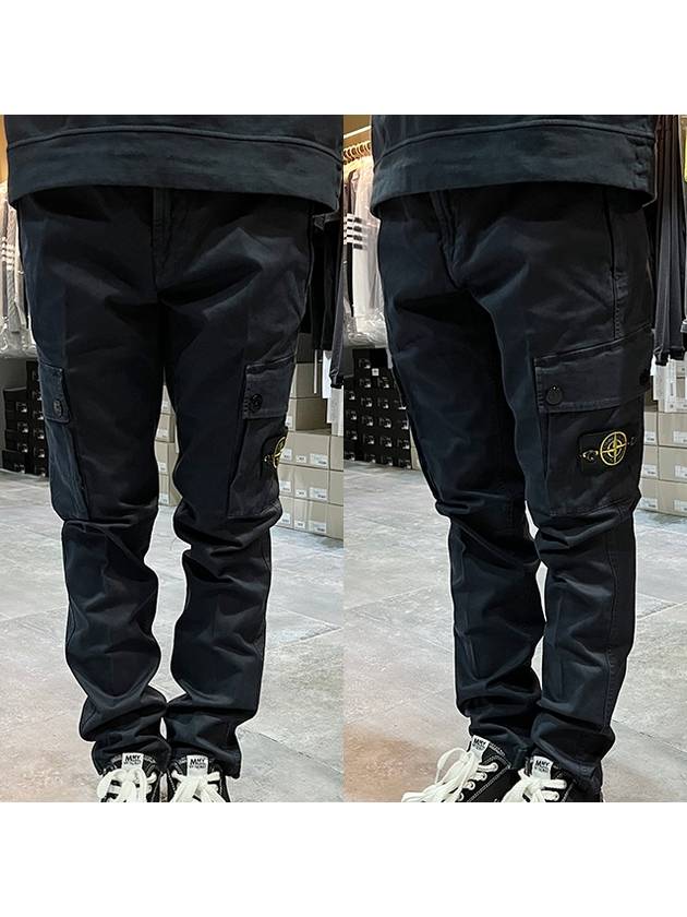 Wappen Patch Slim Fit Straight Pants Blue - STONE ISLAND - BALAAN 3