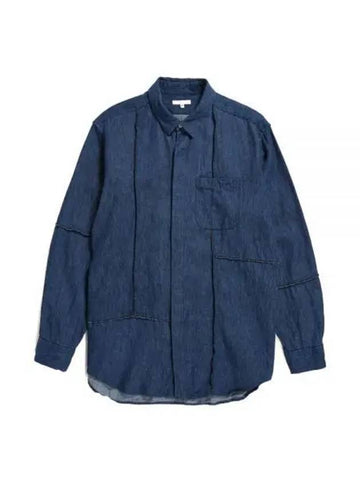 Combo Short Collar Shirt Navy Hemp Cotton Denim 23F1A017 NQ034 KD021 - ENGINEERED GARMENTS - BALAAN 1