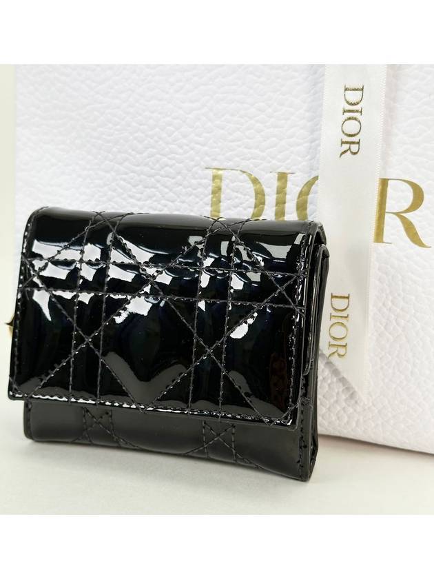 Black Patent Gold Cannage Bicycle Wallet 3VDIW25940 - DIOR - BALAAN 2