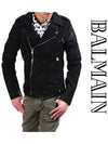 Men's Rider Coated Cotton Biker Jacket Black - BALMAIN - BALAAN 2