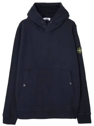 Brushed cotton fleece snap hoodie regular fit - STONE ISLAND - BALAAN 1