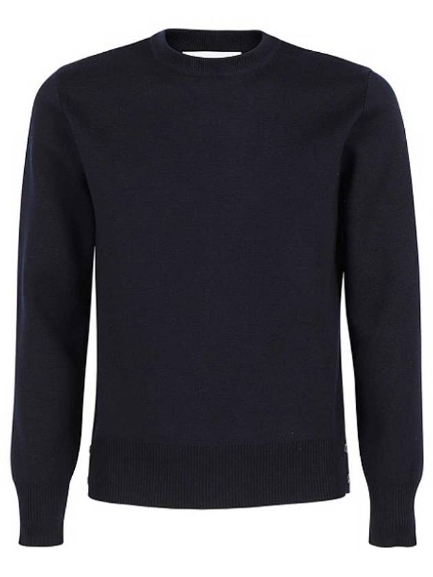 Center Back Striped Stitch Merino Wool Knit Top Navy - THOM BROWNE - BALAAN 5