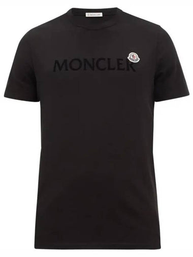 Flock logo symbol patch black crewneck short sleeve t shirt 8C00064 8390T 999 - MONCLER - BALAAN 1