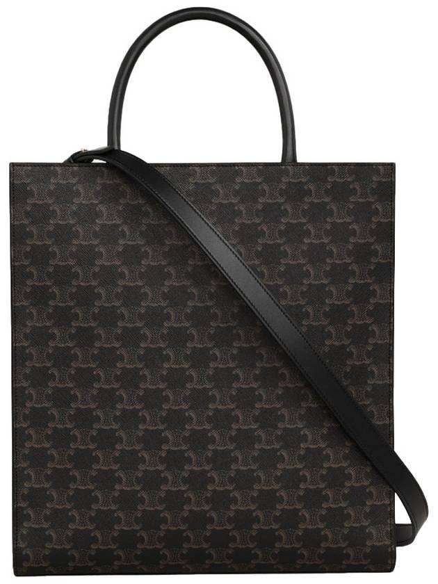 Medium Vertical Cabas Tote Bag In Triomphe Canvas With Print Black - CELINE - BALAAN 4