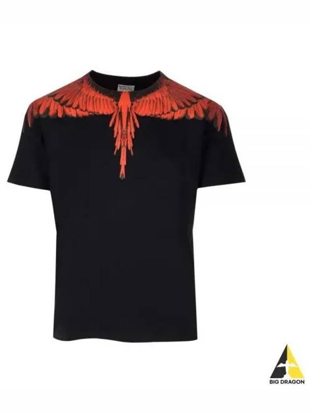 Icon Wings Regular Cotton Short Sleeve T-Shirt Black - MARCELO BURLON - BALAAN 2