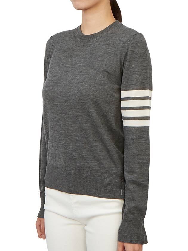 4-Bar Merino Jumper Wool Knit Top Grey - THOM BROWNE - BALAAN 5