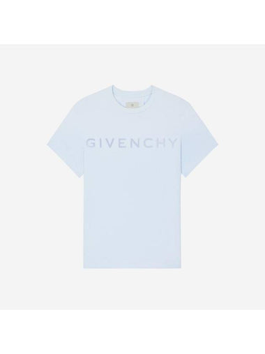 Logo Cotton Short Sleeve T-shirt Baby Blue - GIVENCHY - BALAAN 1