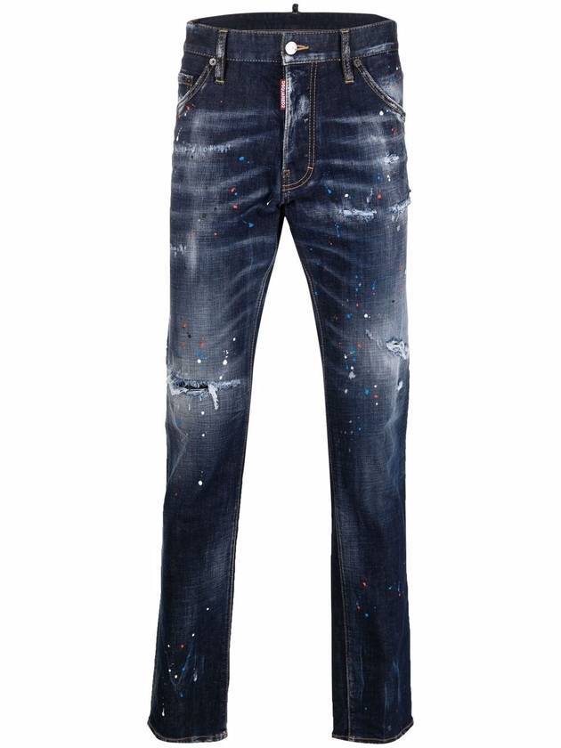 Men's Red Blue Spot Wash Cool Guy Jeans Medium Blue - DSQUARED2 - BALAAN 1