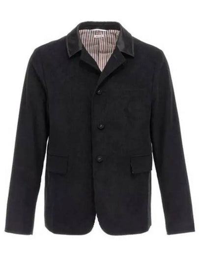 Men's Corduroy Button Up Cutaway Blazer Jacket Black - THOM BROWNE - BALAAN 2