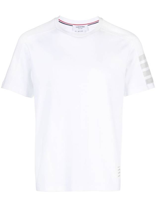 4-Bar Striped Cotton Short Sleeve T-Shirt White - THOM BROWNE - BALAAN 2