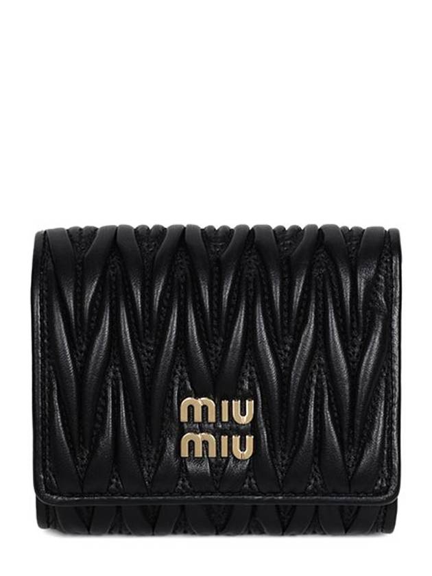 Matelasse Logo Nappa Leather Half Wallet Black - MIU MIU - BALAAN 2