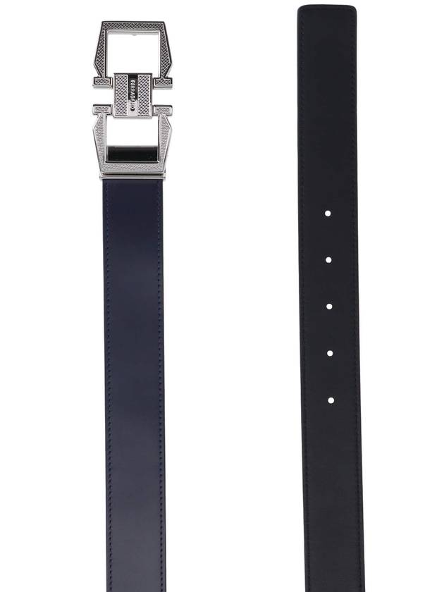 Gancini Reversible Leather Belt Black - SALVATORE FERRAGAMO - BALAAN 3