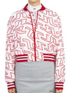 Women's Audrey Monogram Print Golf Crop Bomber Jacket Red - J.LINDEBERG - BALAAN 3