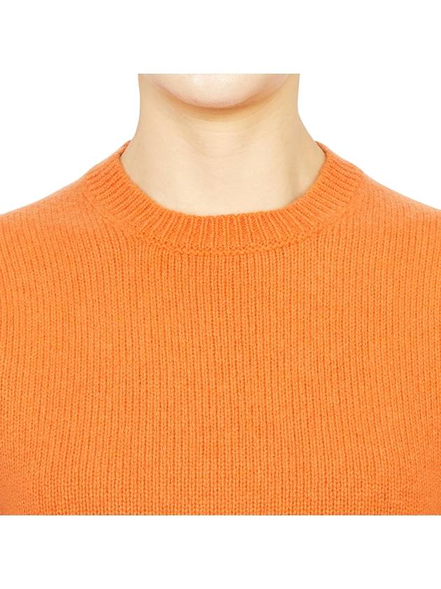 Embroidered Logo Crew Neck Wool Knit Top Orange - SPORTY & RICH - BALAAN 7