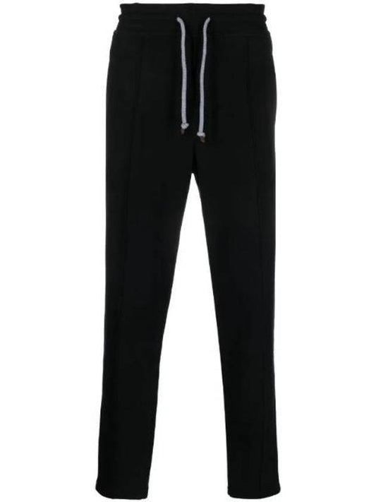 Men's Techno Fleece Cotton Track Pants Black - BRUNELLO CUCINELLI - BALAAN 1