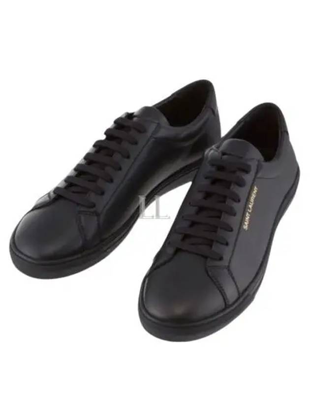 Andy Embossed Logo Leather Low Top Sneakers Black - SAINT LAURENT - BALAAN 2