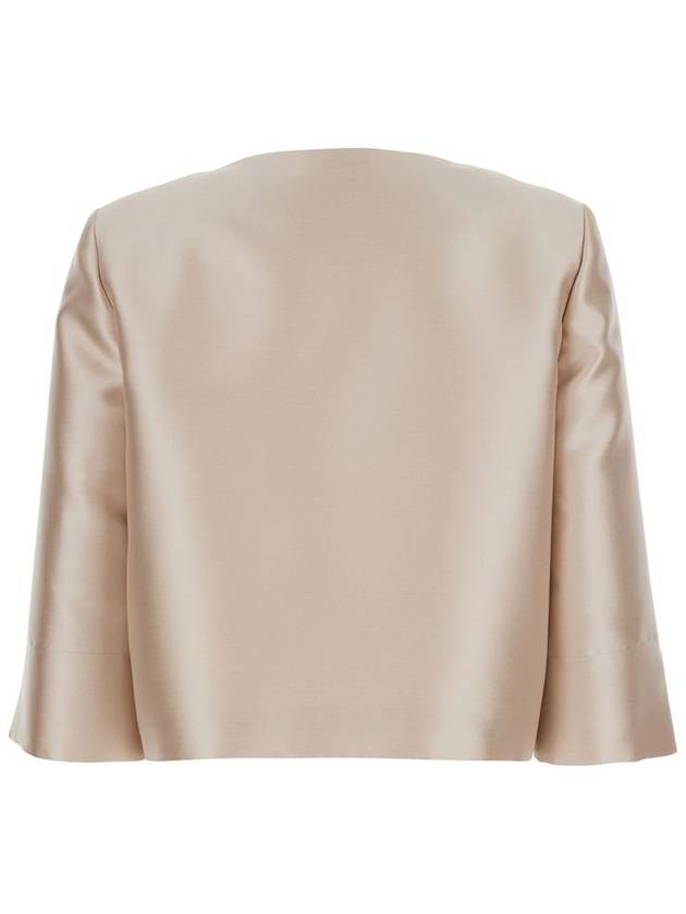 White Crop Jacket With Round Neck And Three Quarter Sleeve In Mikado Fabric Woman - ALBERTA FERRETTI - BALAAN 2