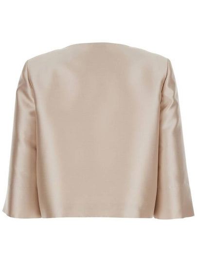 White Crop Jacket With Round Neck And Three Quarter Sleeve In Mikado Fabric Woman - ALBERTA FERRETTI - BALAAN 2