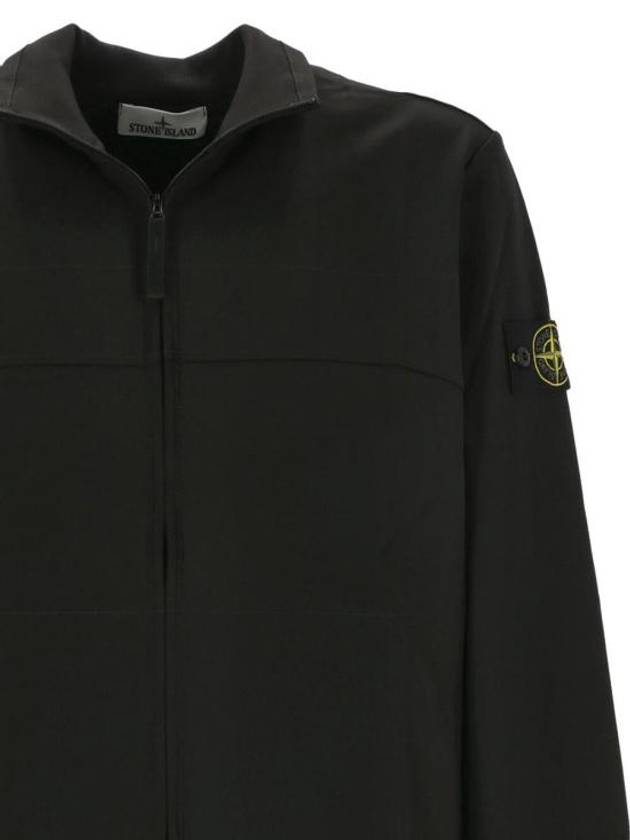 Logo Badge Zipper Comfort Fit Fleece Track Jacket Black - STONE ISLAND - BALAAN 3