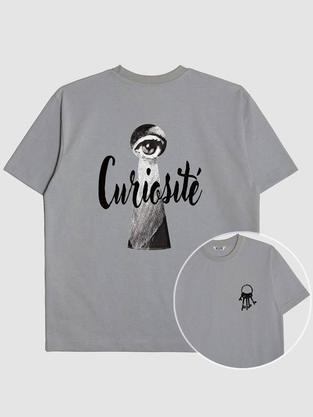 Curiosite Graphic Short Sleeve T-Shirt Blue Grey - KLOR - BALAAN 1