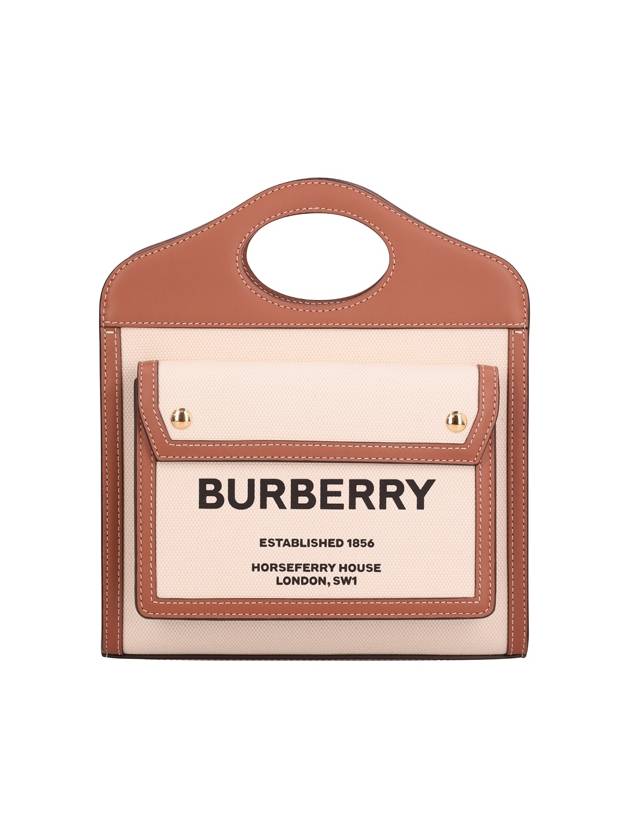 Mini Two-Tone Canvas And Leather Pocket Bag Natural Malt Brown - BURBERRY - BALAAN 2