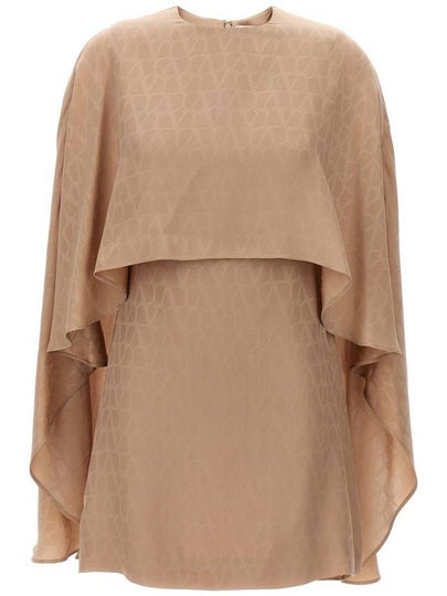 Toile Iconographe Crewneck Silk Mini Dress Beige - VALENTINO - BALAAN 2