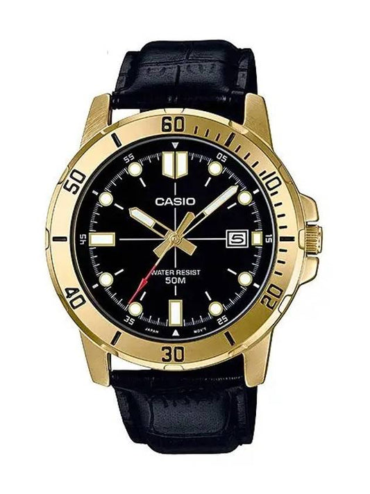 Men's Leather Wrist Watch MTPVD01GL1E - CASIO - BALAAN 1