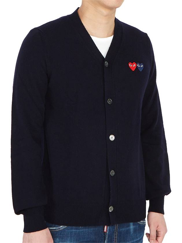 Double Heart V-neck Cardigan Black - COMME DES GARCONS - BALAAN 4