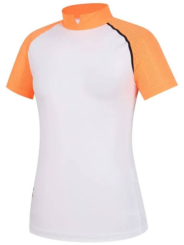 Color Block Punching High Neck Short Sleeve T-Shirt TWTHL6249 100 - TAYLORMADE - BALAAN 1