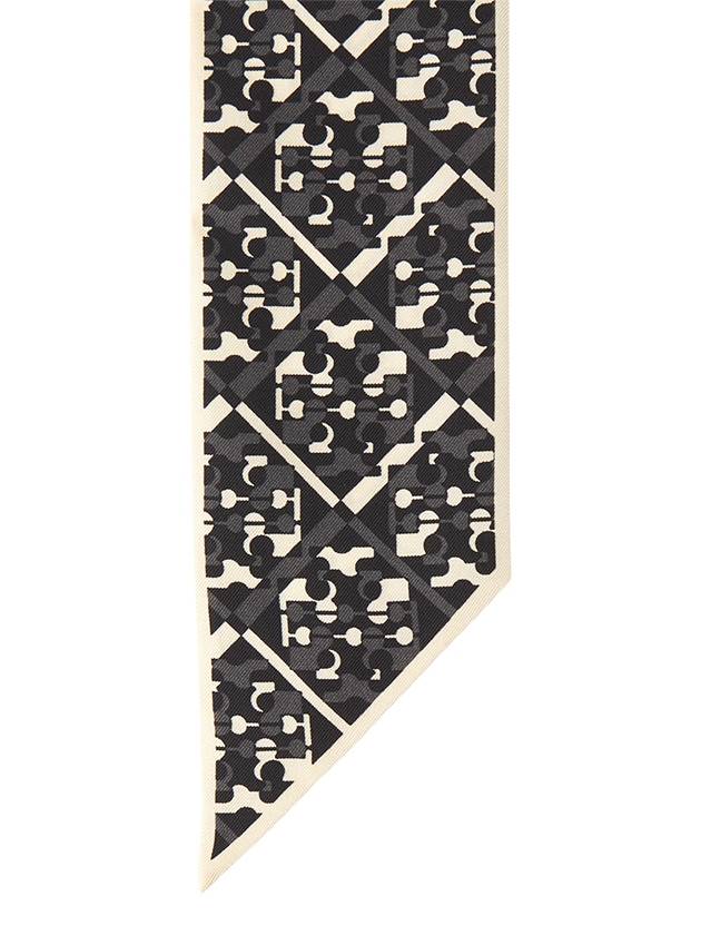 Prismatic T Monogram Silk Scarf Black - TORY BURCH - BALAAN 5