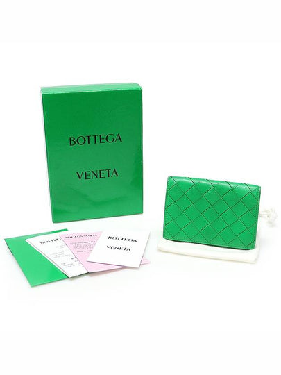 667141 Green Paraket Lambskin Intrecciato Business Card Holder - BOTTEGA VENETA - BALAAN 2