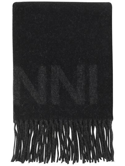 Logo Fringe Muffler Black - GANNI - BALAAN 2